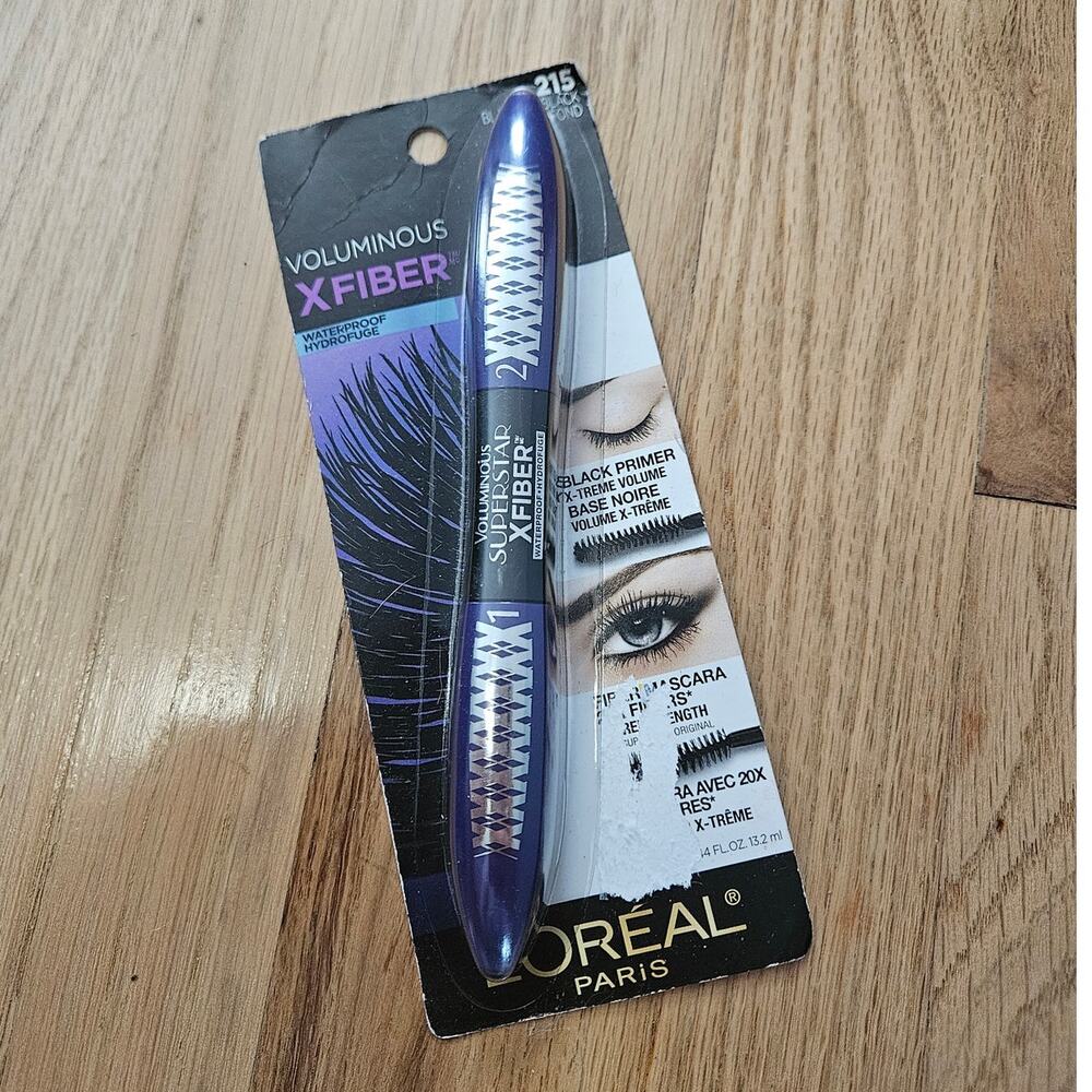 L'Oreal Voluminous X Fiber Mascara Blackest Black #215 NWT